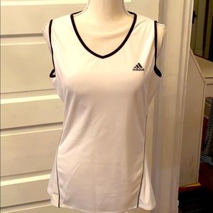 Adidas White Sleeveless Top with Black Trim